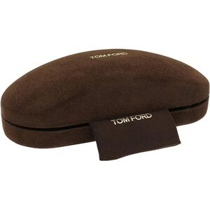 Tom Ford Hard Faux Suede Clamshell Eyeglasses / Sunglasses Case with Box Brown